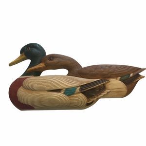 Vintage Burlwood Mallard Ducks 3D Figural Wall Plaque Farmhouse Retro MCM 1977
